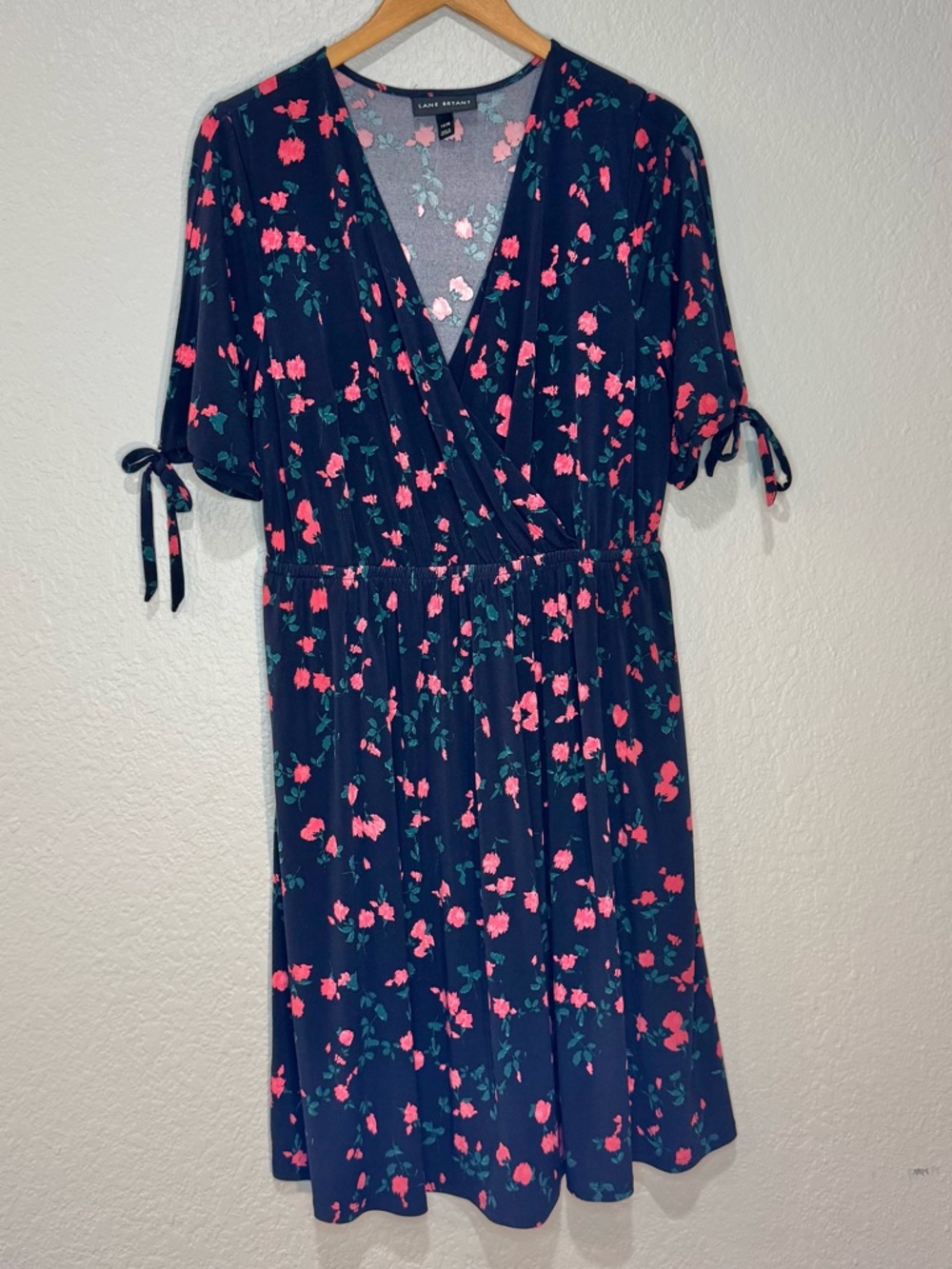 Lane Bryant Navy Midi Dress with Pink Floral Accents